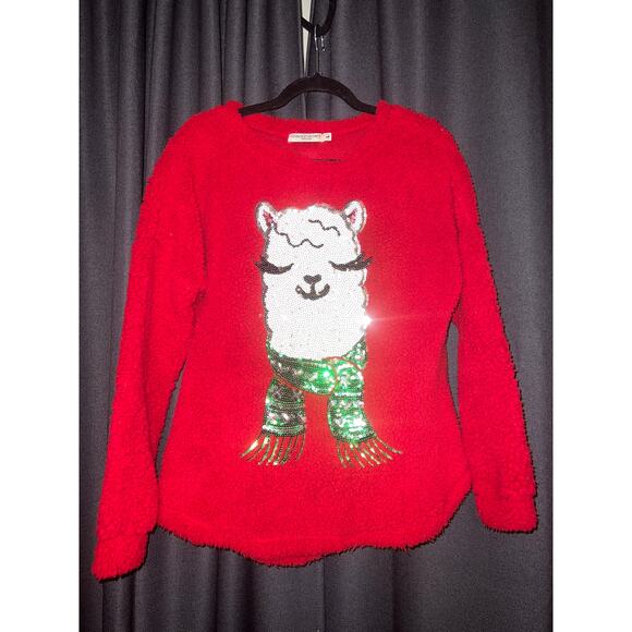 Ugly Christmas Sweater Fleece Xmas Sweatshirt Crewneck Size Large - Picture 1 of 3